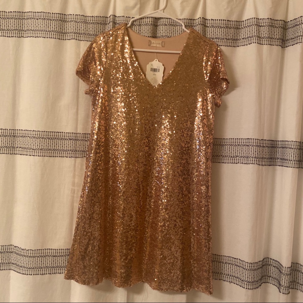 New sparkle gold cocktail dress with tags